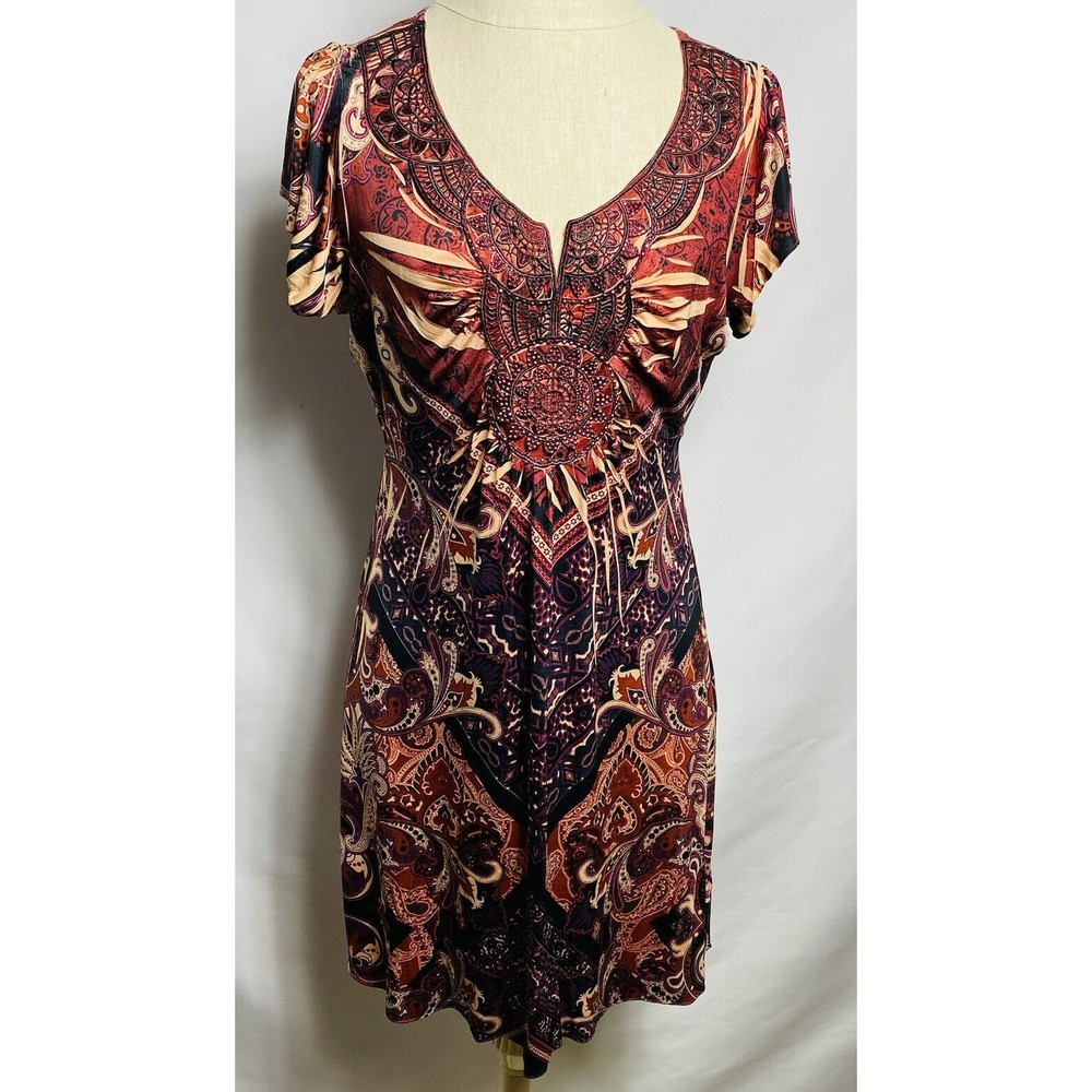 Apt.9 embroided beaded Dress Short Flutter Sleeves Size Small